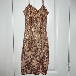 Tight rose gold dress